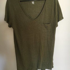 Mossimo Green V-Neck T-Shirt, Size L